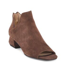 PELLE MODA Chocolate Suede Vonn Peep Toe Booties